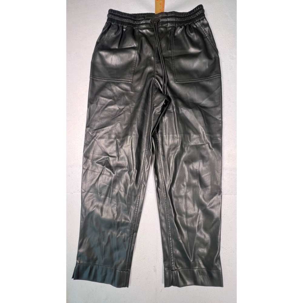 A New Day Faux Leather Jogger Pants Womens Medium Black Excellent